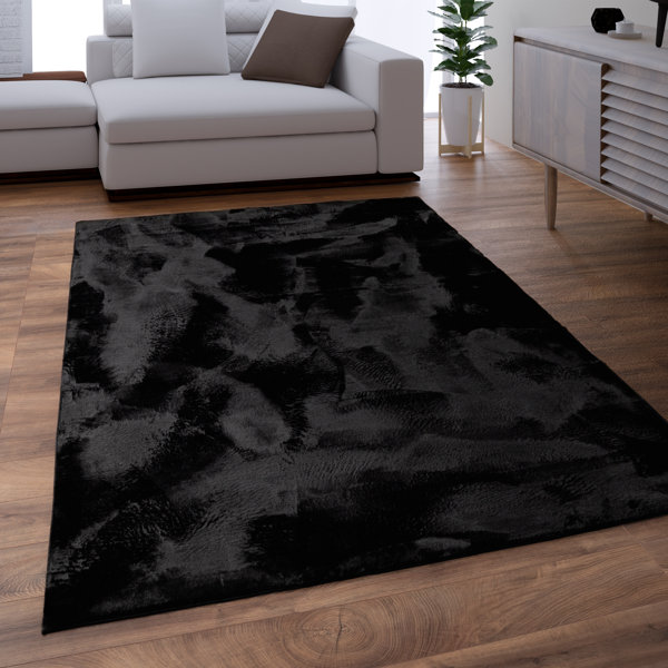Hashtag Home Caudell Plush Super Soft Handmade Tufted Black Rug